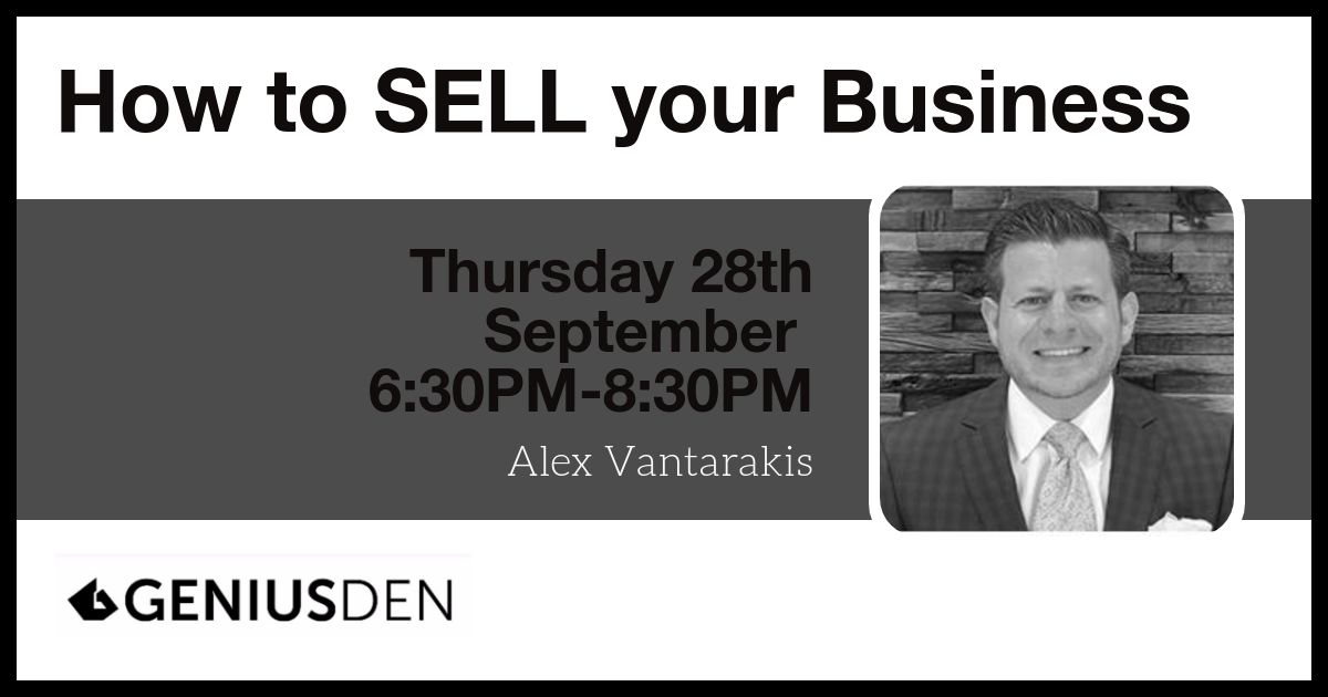 How to Sell Your Business historical GeniusDen event promotion